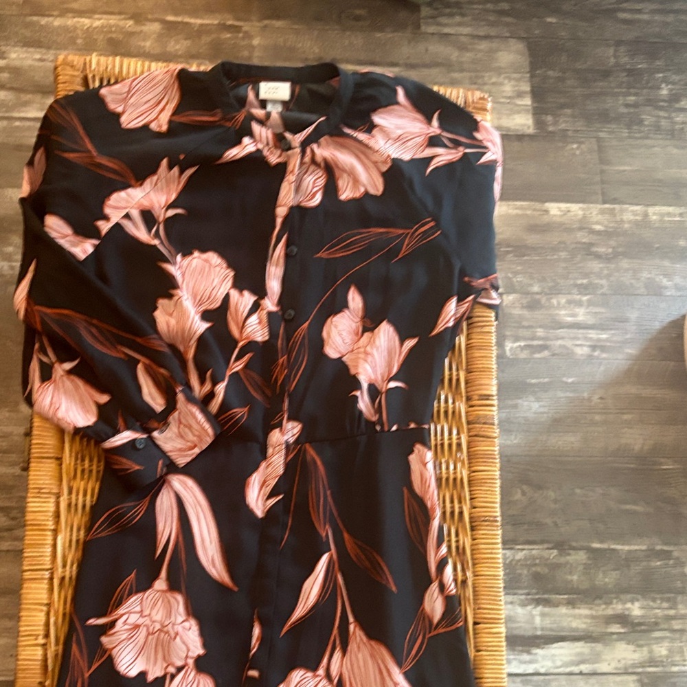 A New Day Navy Dress with Pink and burnt orange Floral Design